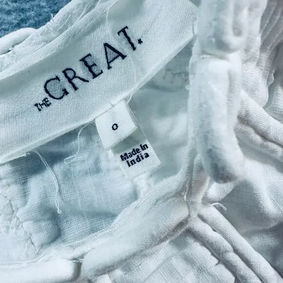 THE GREAT. Splendor Top White Puff Sleeve Cotton Size 0 / Small - Picture 6 of 9